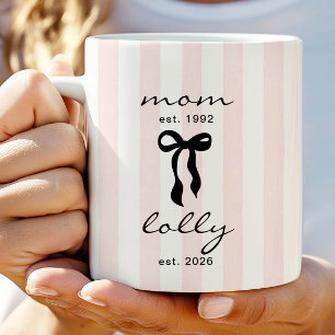 Moeder naar Lolly Mok roze strik strepen