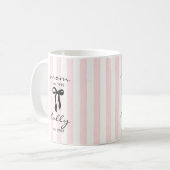 Moeder naar Lolly Mok roze strik strepen (Voorkant links)