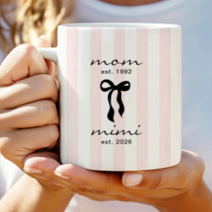 Moeder naar Mimi Mug Roze Strik Strepen Koffiemok