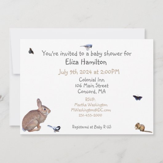 Moeder Natuur Baby shower uitnodiging: Uitnodiging (Achterkant)