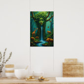 Moeder Natuur's Embrace - Surreal Wildlife Fantasy Poster (Keuken)