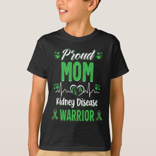 Moeder Nierziekte Warrior Awareness Lint Groen T-shirt (Voorkant)