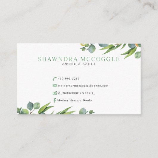 Moeder Nurture Doula Visitekaartje (Achterkant)