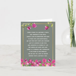 Moeder of Nieuw Mam Poem Floral Moederdag Kaart