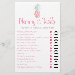 Moeder- of vader-ananas-zomer-babyborrelspel flyer
