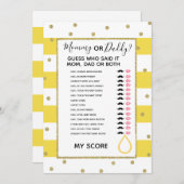 moeder of vader kent het spel van het baby shower kaart (Voorkant / Achterkant)