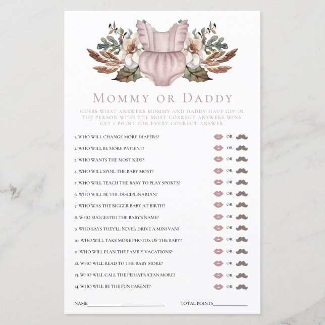 Moeder of Vader Schattige Boho Kleren Baby Shower  (Voorkant)