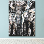 Moeder Olifant en haar Dochters Canvas Afdruk (Insitu (Houten vloer))