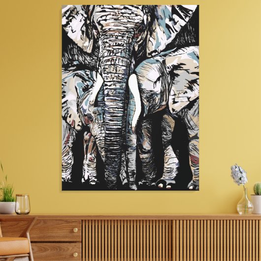 Moeder Olifant en haar Dochters Canvas Afdruk (Insitu (Woonkamer))