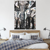 Moeder Olifant en haar Dochters Canvas Afdruk (Insitu (Slaapkamer))