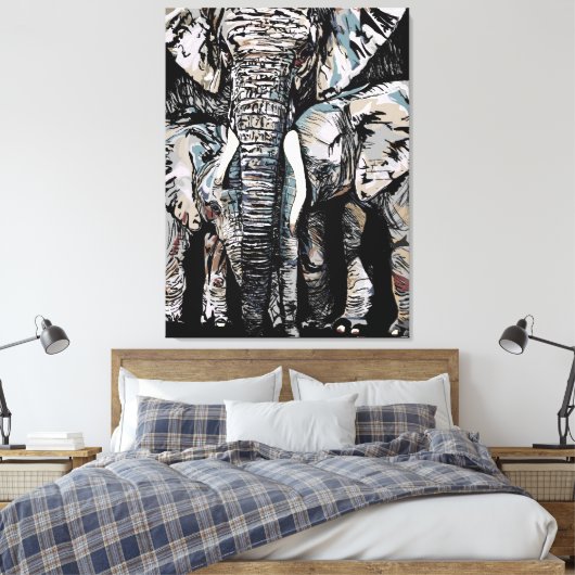 Moeder Olifant en haar Dochters Canvas Afdruk (Insitu (Slaapkamer))