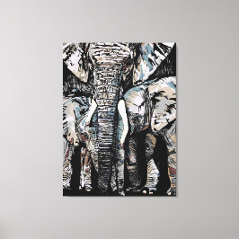 Moeder Olifant en haar Dochters Canvas Afdruk