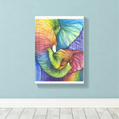 Moeder Olifant en Kind Canvas Afdruk (Insitu (Houten vloer))