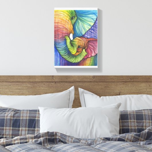Moeder Olifant en Kind Canvas Afdruk (Insitu (Slaapkamer))