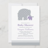 Moeder Olifant Paarse Grijze Stippen Baby shower Kaart (Voorkant)