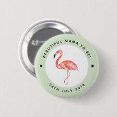 Moeder om Baby shower Flamingo en Naam te zijn Ronde Button 5,7 Cm (Voorkant /achterkant)