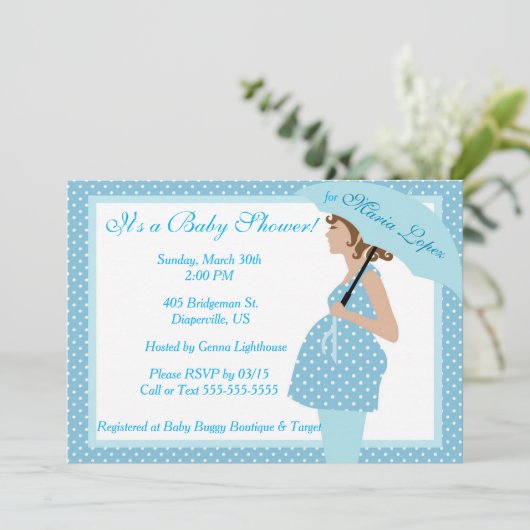 Moeder om babyjongen te zijn - Uitnodiging (Staand voorkant)