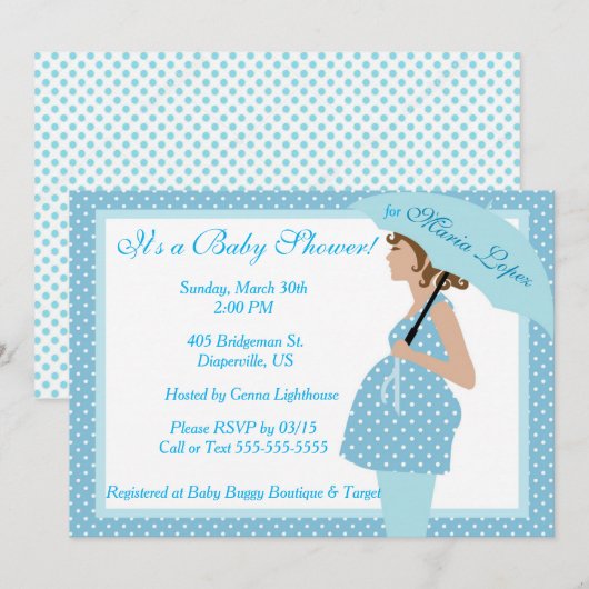 Moeder om babyjongen te zijn - Uitnodiging (Voorkant / Achterkant)