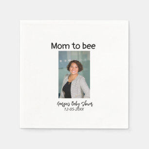 Moeder om foto naam baby shower datum toe te voege servet