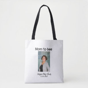 Moeder om foto naam baby shower datum toe te voege tote bag