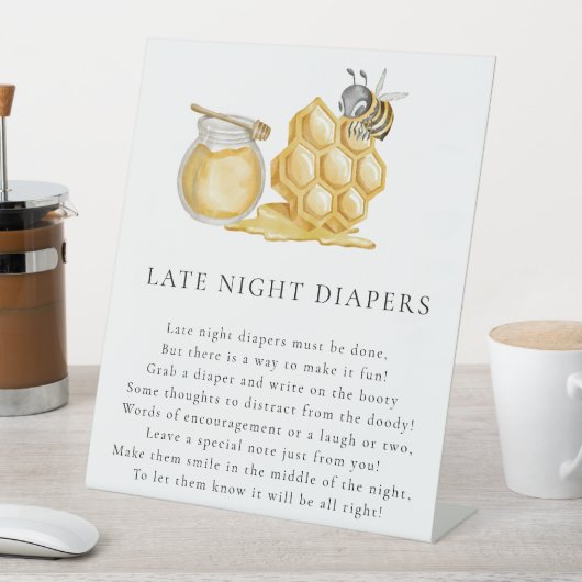 Moeder om 's avonds laat luiers baby shower reclamebord met voetstuk (Insitu)