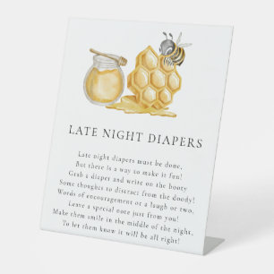 Moeder om 's avonds laat luiers baby shower reclamebord met voetstuk