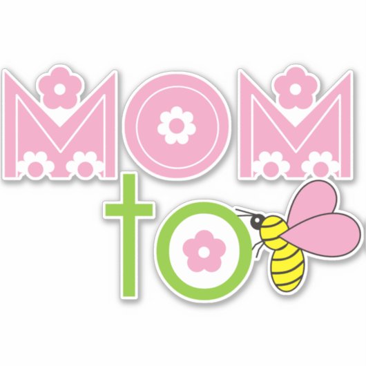 Moeder om schattig roze tekst bloemig sticker (Voorkant)