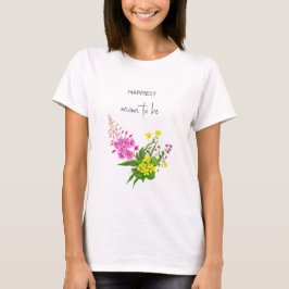 Moeder om Schattig Wildflower Script geel roze T-shirt