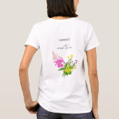 Moeder om Schattig Wildflower Script geel roze T-shirt (Achterkant)