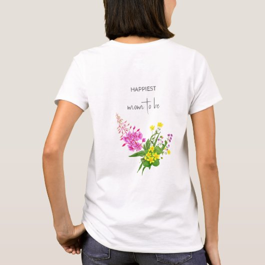 Moeder om Schattig Wildflower Script geel roze T-shirt (Achterkant)
