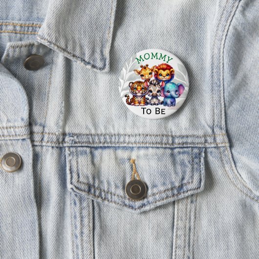 Moeder om te zijn | Dierenpark Baby shower Ronde Button 5,7 Cm (In situ)