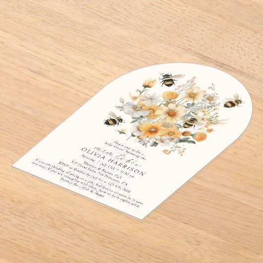 Moeder om wilde bloem bloemenkoppels Baby shower Acryl Uitnodigingen (Laagn)