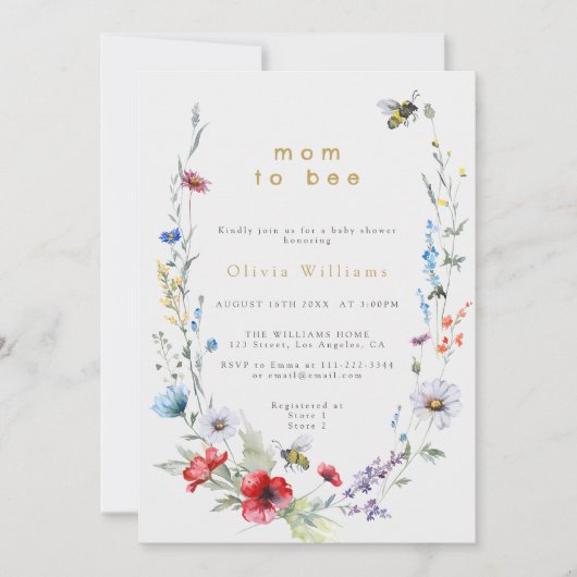 Moeder om Wildflower Meadow Baby shower Kaart (Voorkant)