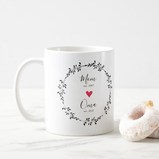 Moeder | Oma Jaar Gesticht Hart Koffiemok (Met donut)