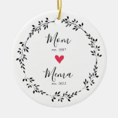 Moeder | Oma Jaar Opricht. Hart Keramische Kerstba Keramisch Ornament (Voorkant)