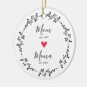 Moeder | Oma Jaar Opricht. Hart Keramische Kerstba Keramisch Ornament (Links)