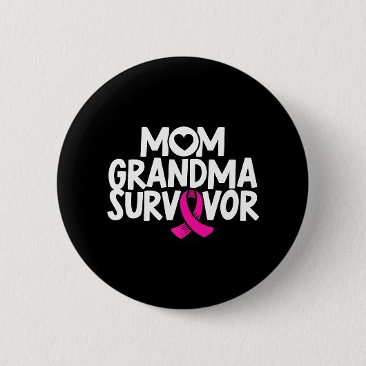 Moeder Oma Overlevende Borstkanker Awareness Roze Ronde Button 5,7 Cm (Voorkant)