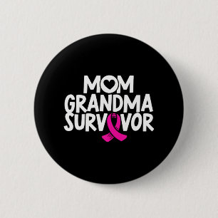 Moeder Oma Overlevende Borstkanker Awareness Roze Ronde Button 5,7 Cm