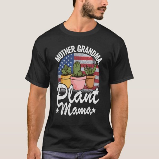 Moeder Oma Plant Mama American Flag Gardener P T-shirt (Voorkant)