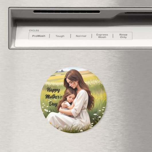 Moeder omhelst dochter ronde magneet (Insitu (Vaatwasser))