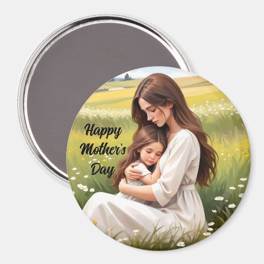 Moeder omhelst dochter ronde magneet (Voorkant / Achterkant)