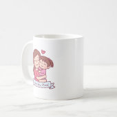 Moeder omhelst kind, ik hou van je mama koffiemok (Voorkant links)