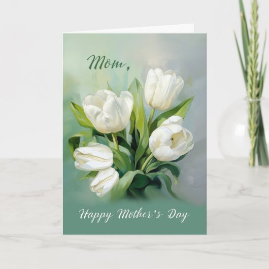 Moeder op Moederdag Witte Tulpen in Waterverf Kaart (Voorkant)