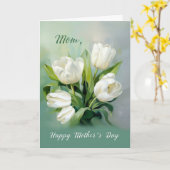 Moeder op Moederdag Witte Tulpen in Waterverf Kaart (Gele Bloem)