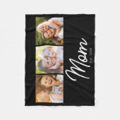 Moeder Opgericht 3 Foto Script Zwart Fleece Deken (Voorkant)