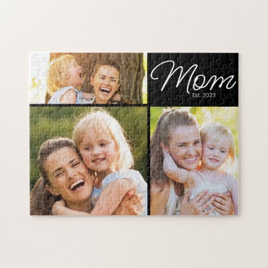 Moeder Opgericht 3 Foto Script Zwart Legpuzzel (Horizontaal)