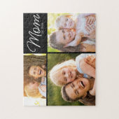Moeder Opgericht 3 Foto Script Zwart Legpuzzel (Verticaal)