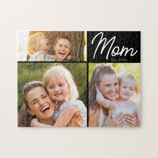 Moeder Opgericht 3 Foto Script Zwart Legpuzzel (Horizontaal)