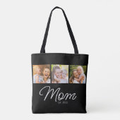 Moeder Opgericht 3 Foto Script Zwart Tote Bag (Achterkant)
