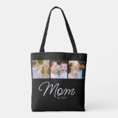 Moeder Opgericht 3 Foto Script Zwart Tote Bag (Achterkant)